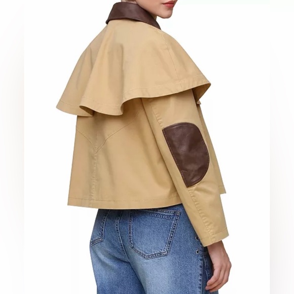 Avec Les Filles Women's Cropped Cape Trench Coat NEW With Tags Size Large - Picture 4 of 10